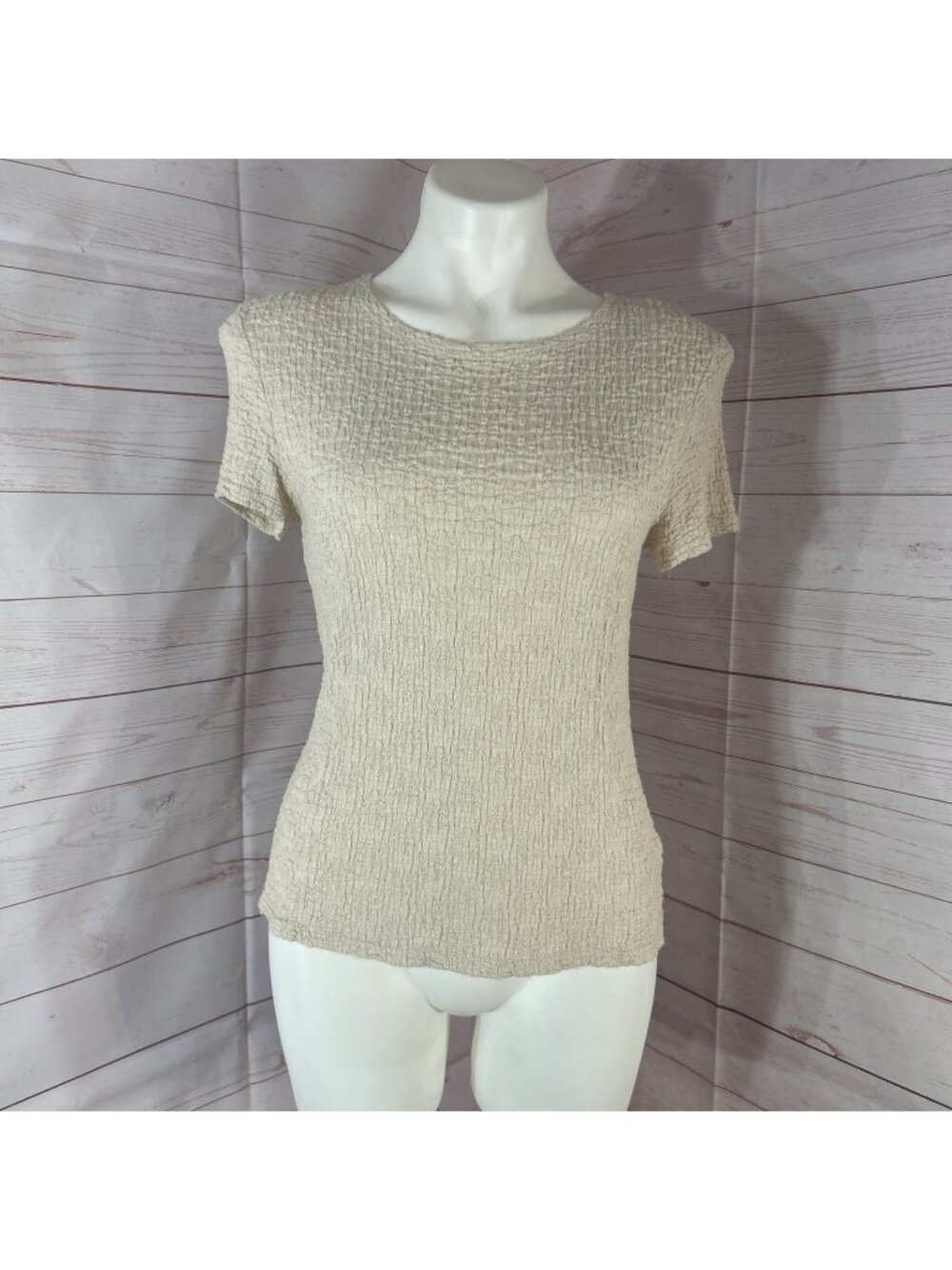 croft & barrow Stretch Rayon Top Women's Size Small short sleeve Brown Tan Shirt